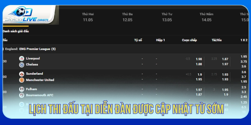 Lịch thi đấu bóng đá trên Socolive